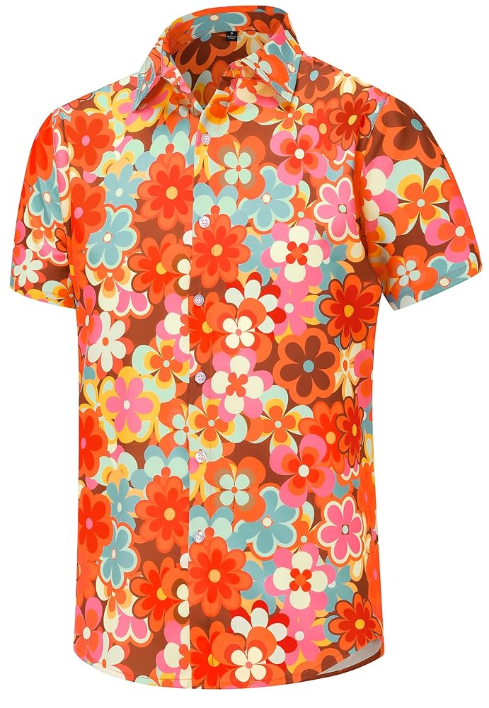 Amazon.com: 70s Outfits for Men Short Sleeve Casual Button